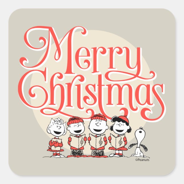 Peanuts | Merry Christmas Holiday Choir Square Sticker (Front)