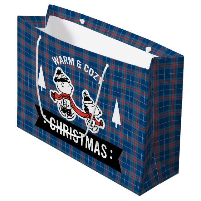 Peanuts | Merry Christmas Snoopy & Charlie Brown 2 Large Gift Bag (Front Angled)