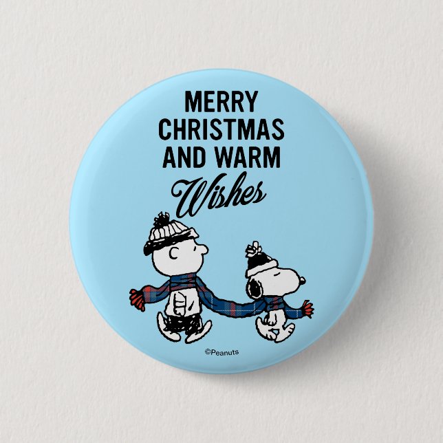 Peanuts | Merry Christmas Snoopy & Charlie Brown Button (Front)