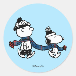 Peanuts   Merry Christmas Snoopy & Charlie Brown Classic Round Sticker