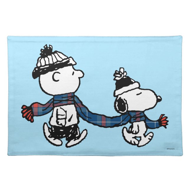 Peanuts | Merry Christmas Snoopy & Charlie Brown Cloth Placemat (Front)