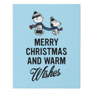 Peanuts Merry Christmas Snoopy & Charlie Brown Faux Canvas Print