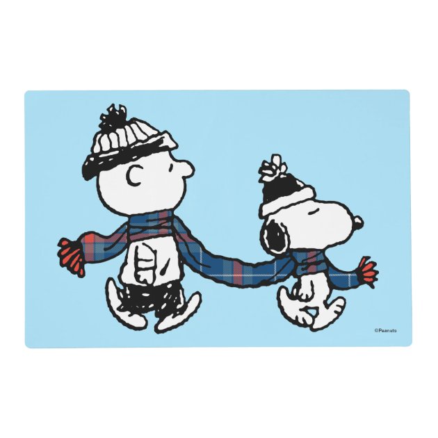 Peanuts | Merry Christmas Snoopy & Charlie Brown Placemat | Zazzle