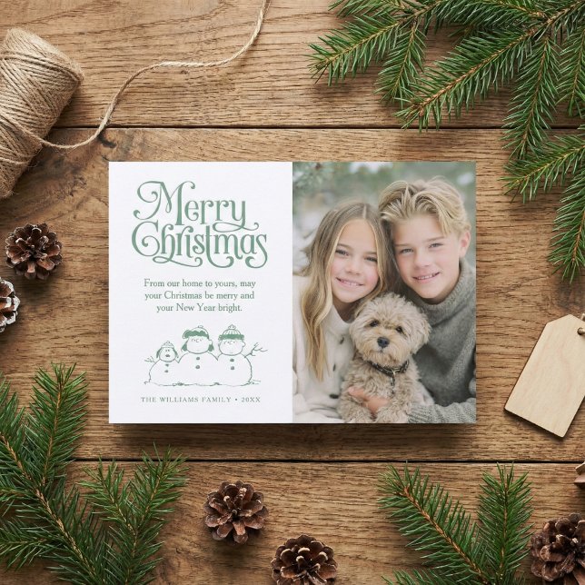 Peanuts Merry Christmas Snowmen Holiday Photo Letterpress Photo Cards (Creator Uploaded)