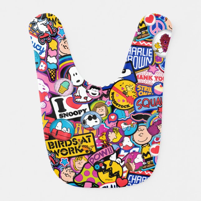 Peanuts | Mixtape Patch Pattern Baby Bib (Front)