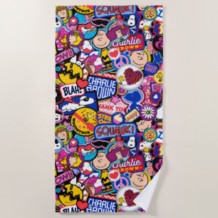 Peanuts Mixtape Patch Pattern Beach Towel