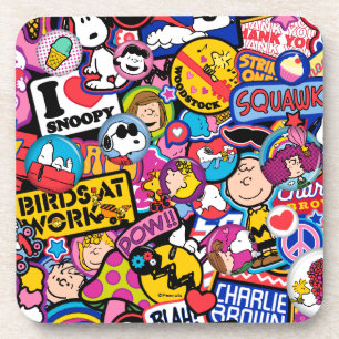 Peanuts Mixtape Patch Pattern Beverage Coaster