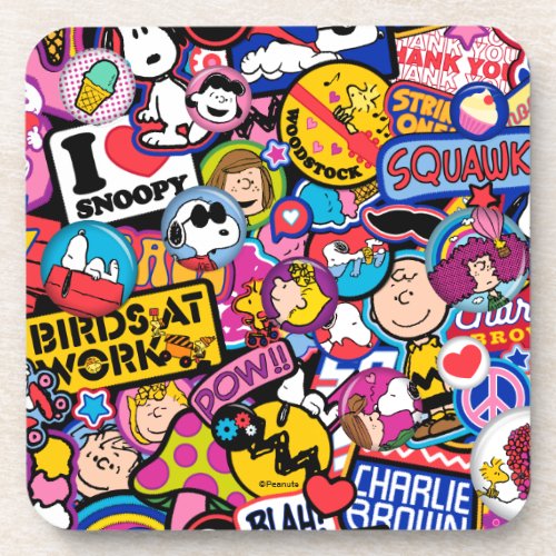 Peanuts  Mixtape Patch Pattern Beverage Coaster