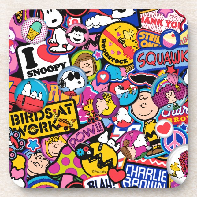 Peanuts | Mixtape Patch Pattern Beverage Coaster (Front)