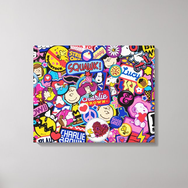 Peanuts | Mixtape Patch Pattern Canvas Print (Front)
