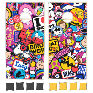Peanuts Mixtape Patch Pattern Cornhole Set