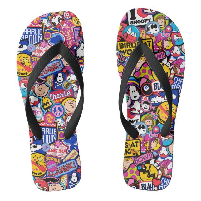 Peanuts | Mixtape Patch Pattern Flip Flops (Footbed)
