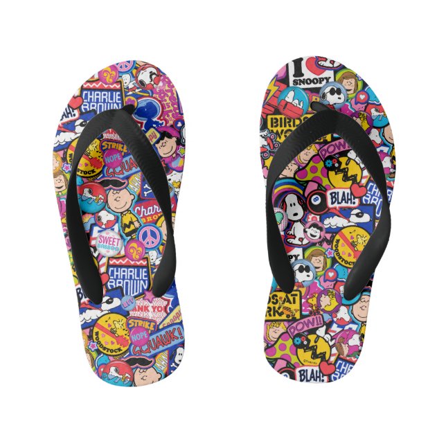 Peanuts | Mixtape Patch Pattern Kid's Flip Flops (Footbed)