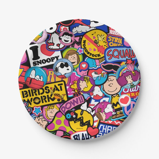 Peanuts | Mixtape Patch Pattern Paper Plates (Front)