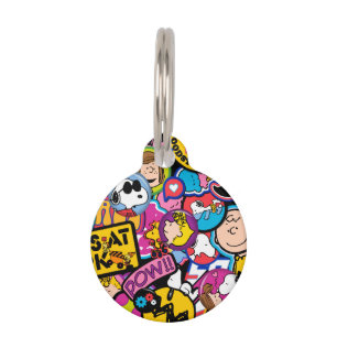 Peanuts Mixtape Patch Pattern Pet ID Tag