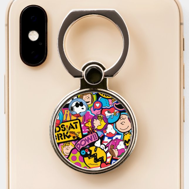 Peanuts | Mixtape Patch Pattern Phone Ring Stand (Close Up)