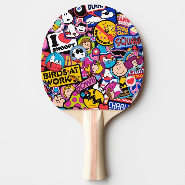 Peanuts | Mixtape Patch Pattern Ping Pong Paddle (Front)