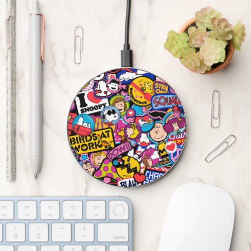Peanuts  Mixtape Patch Pattern Wireless Charger
