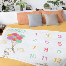 Peanuts | Monthly Milestone Baby Fleece Blanket