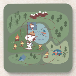 Peanuts   Nestled in the Mountains Campsite Beverage Coaster
