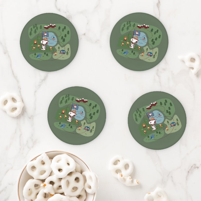 Peanuts | Nestled in the Mountains Campsite Coaster Set (In Situ)