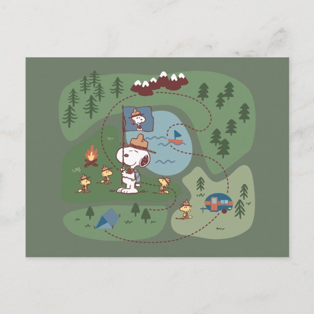 Peanuts | Nestled in the Mountains Campsite Postcard (Front)