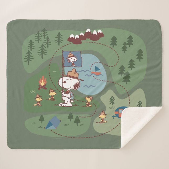 Peanuts | Nestled in the Mountains Campsite Sherpa Blanket (Front (Horizontal))