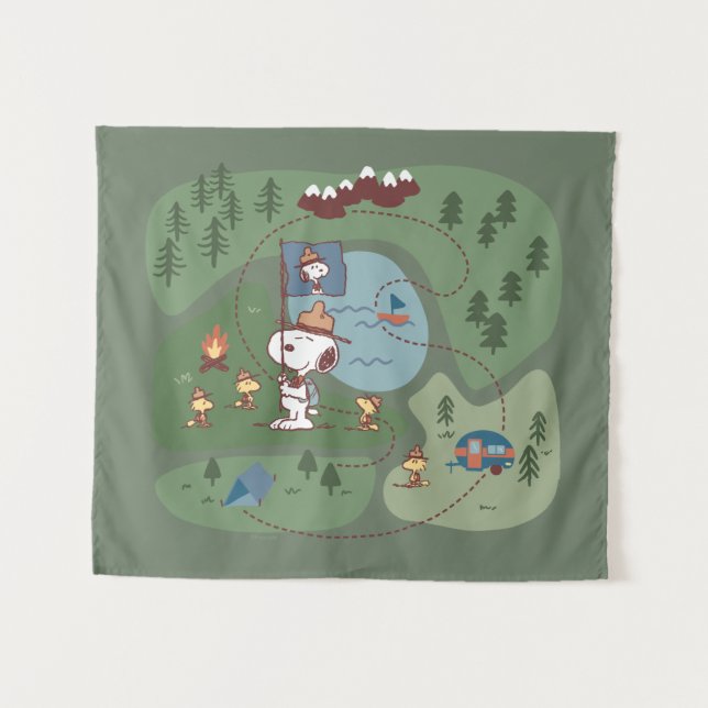 Peanuts | Nestled in the Mountains Campsite Tapestry (Front (Horizontal))