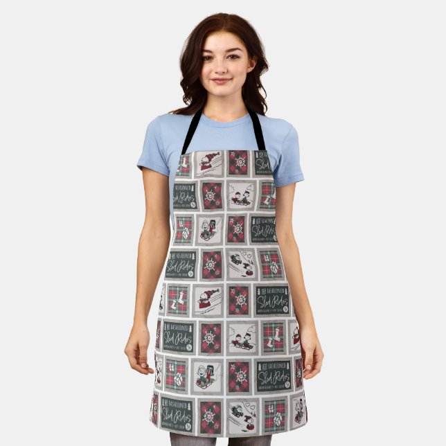 Peanuts | Old Fashioned Sleigh Rides Pattern Apron (Worn)
