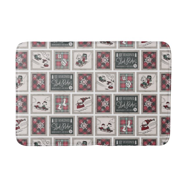 Peanuts | Old Fashioned Sleigh Rides Pattern Bath Mat (Front)
