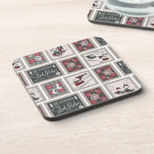 Peanuts Old Fashioned Sleigh Rides Pattern Beverage Coaster