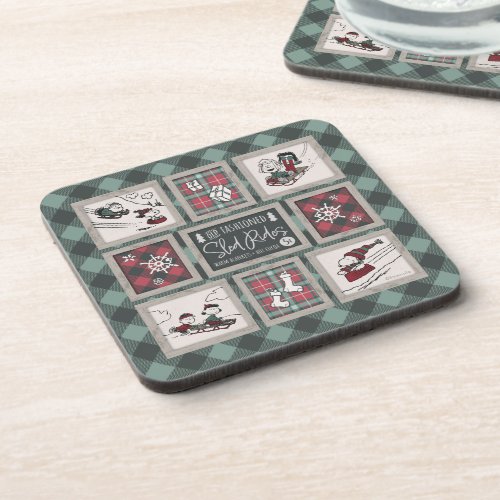 Peanuts  Old Fashioned Sleigh Rides Pattern Beverage Coaster