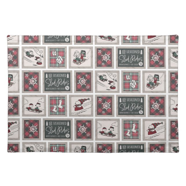 Peanuts | Old Fashioned Sleigh Rides Pattern Cloth Placemat (Front)