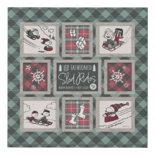 Peanuts Old Fashioned Sleigh Rides Pattern Faux Canvas Print