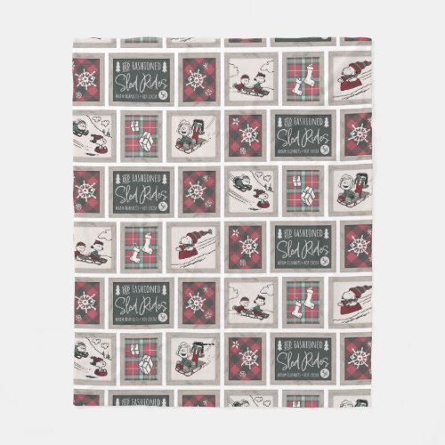 Peanuts  Old Fashioned Sleigh Rides Pattern Fleece Blanket