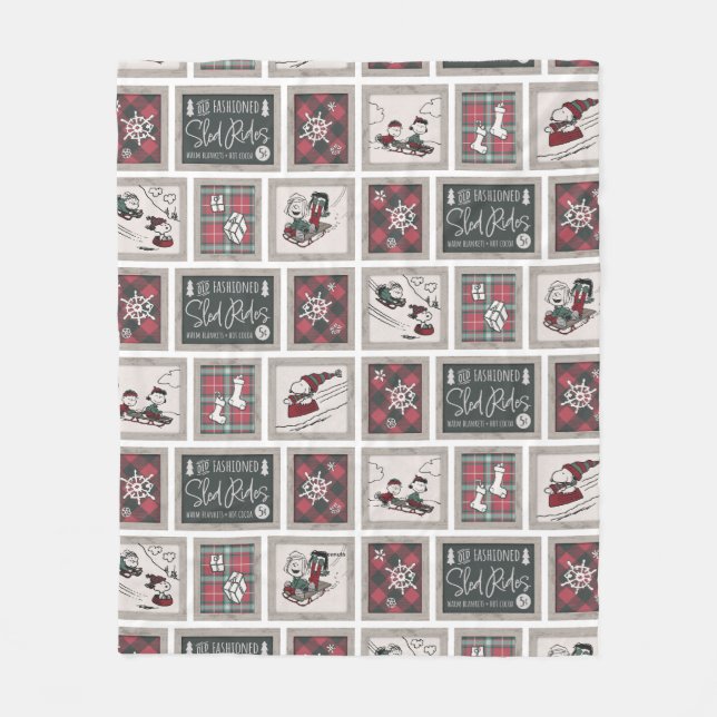 Peanuts | Old Fashioned Sleigh Rides Pattern Fleece Blanket (Front)