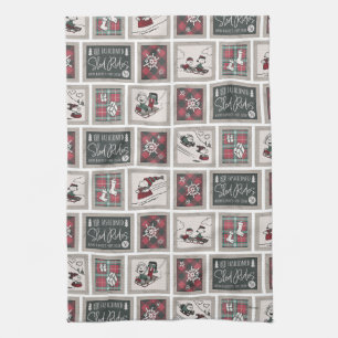 Peanuts Old Fashioned Sleigh Rides Pattern Kitchen Towel