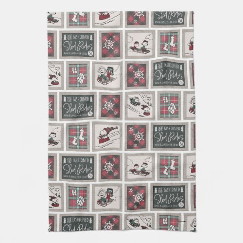 Peanuts  Old Fashioned Sleigh Rides Pattern Kitchen Towel