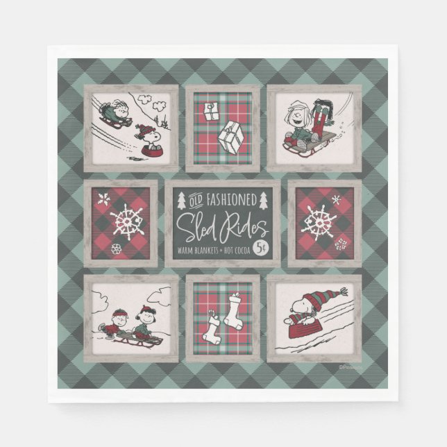 Peanuts | Old Fashioned Sleigh Rides Pattern Napkins (Front)