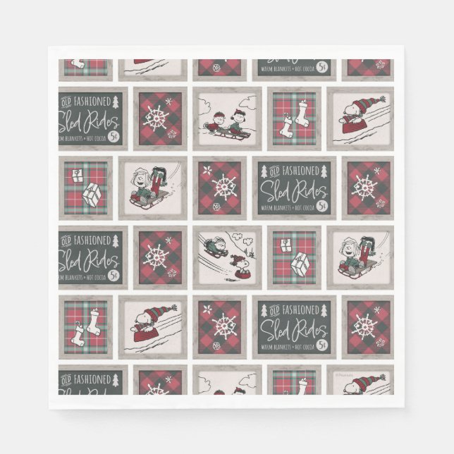 Peanuts | Old Fashioned Sleigh Rides Pattern Napkins (Front)
