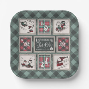Peanuts   Old Fashioned Sleigh Rides Pattern Paper Plates