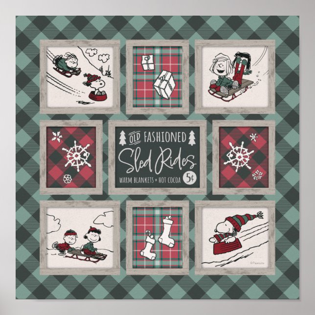Peanuts | Old Fashioned Sleigh Rides Pattern Poster (Front)