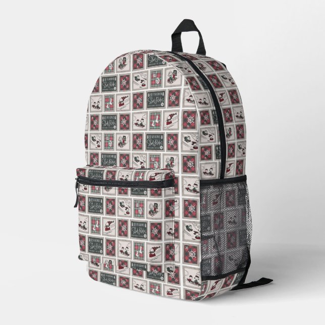 Peanuts | Old Fashioned Sleigh Rides Pattern Printed Backpack (Back Corner Right)