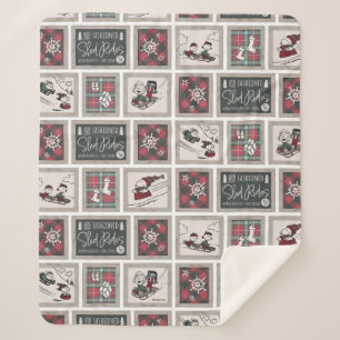 Peanuts Old Fashioned Sleigh Rides Pattern Sherpa Blanket