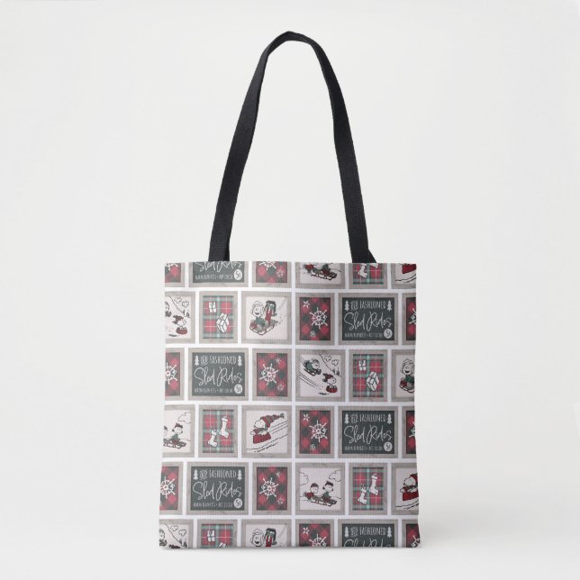 Peanuts | Old Fashioned Sleigh Rides Pattern Tote Bag (Front)