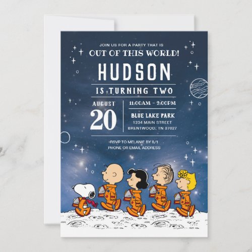 Peanuts  Out of this World Space Birthday Invitation