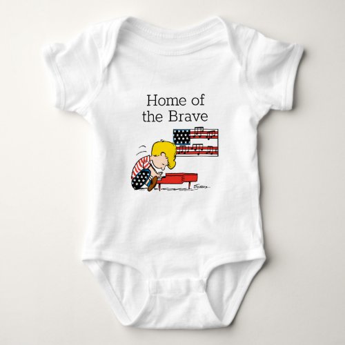 Peanuts  Patriotic Schroeder  His Piano Baby Bodysuit