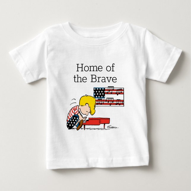 Peanuts | Patriotic Schroeder & His Piano Baby T-Shirt (Front)