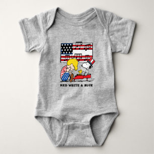 Peanuts Patriotic Schroeder, Woodstock & Snoopy Baby Bodysuit