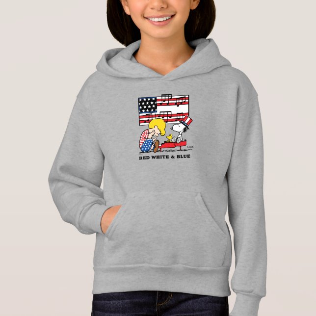 Peanuts | Patriotic Schroeder, Woodstock & Snoopy Hoodie (Front)